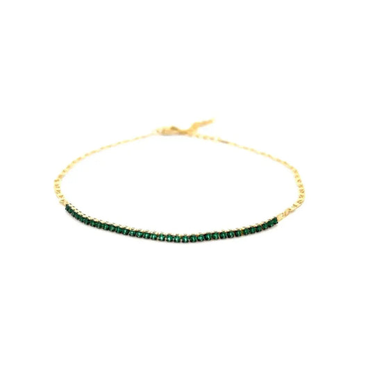 Green Sparkle Gold Anklet Anklets