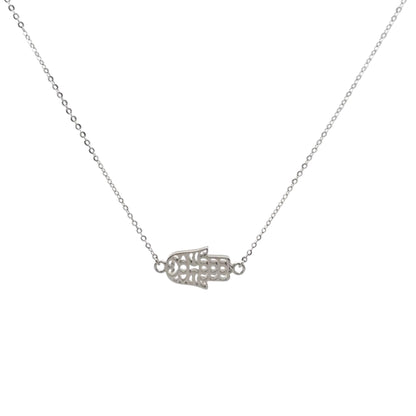 Openwork Hamsa necklace in gold plated 925 sterling silver symbolising protection