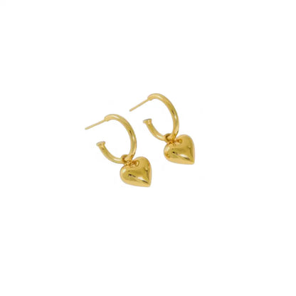 Gold Heart-Shaped charm earrings 