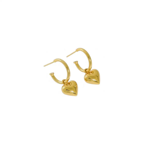 Gold Heart-Shaped charm earrings 