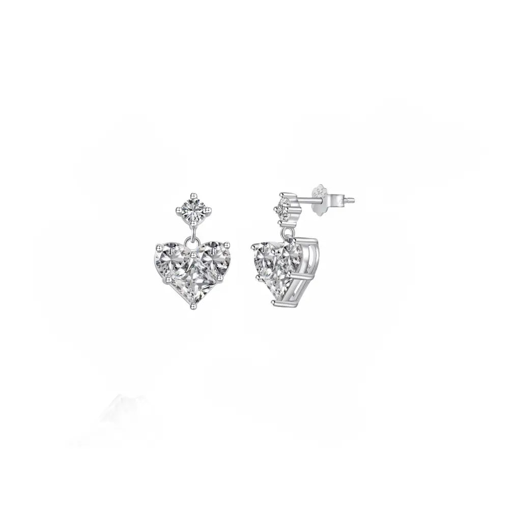 Heart Drop Earrings Silver Earrings