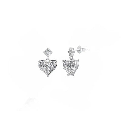Heart Drop Earrings Silver Earrings