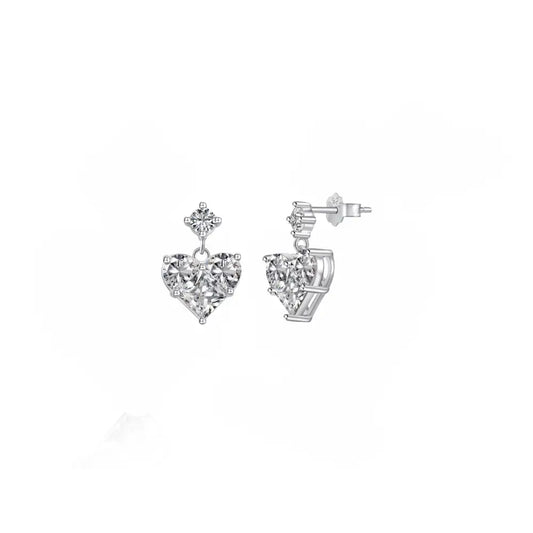 Heart Drop Earrings Silver Earrings