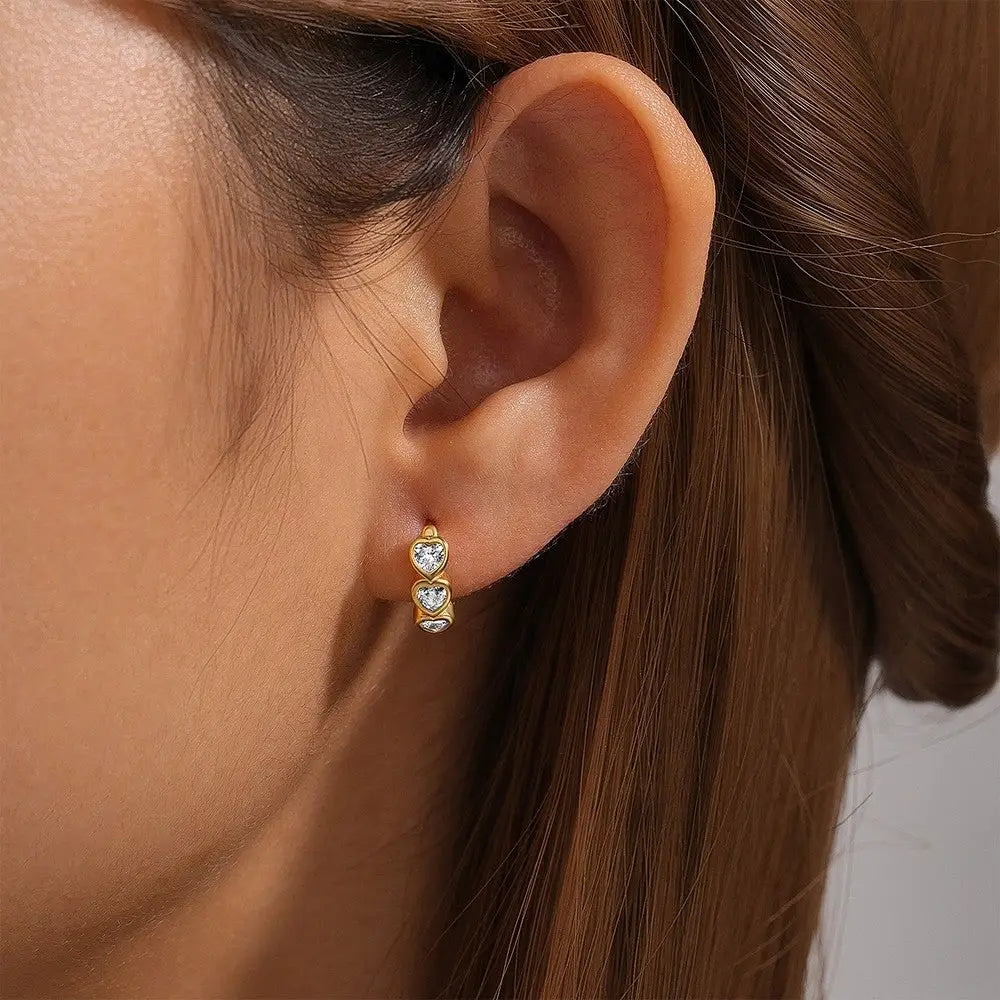 Heart Huggie Hoop Earrings Earrings