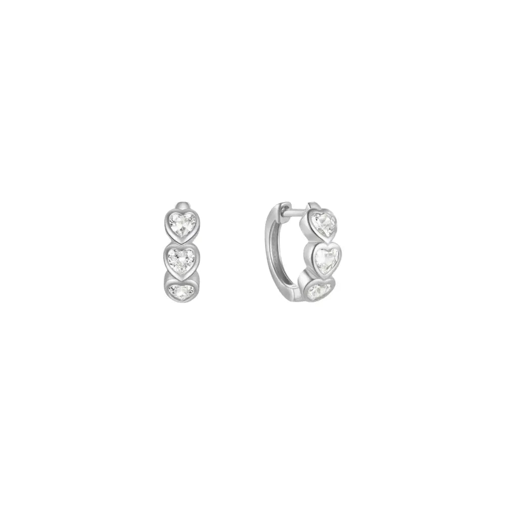 Heart Huggie Hoop Earrings Silver Earrings