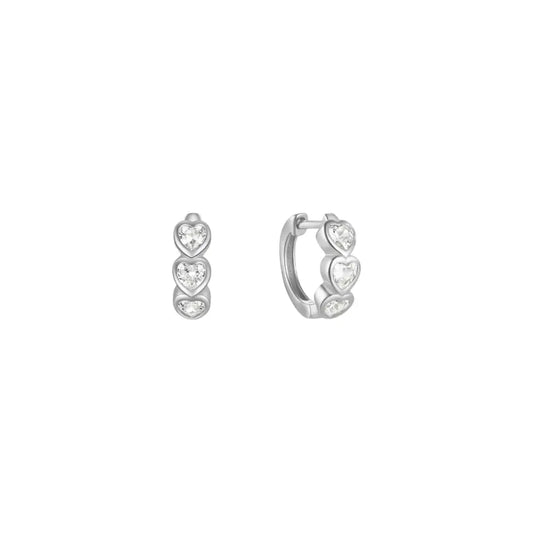 Heart Huggie Hoop Earrings Silver Earrings