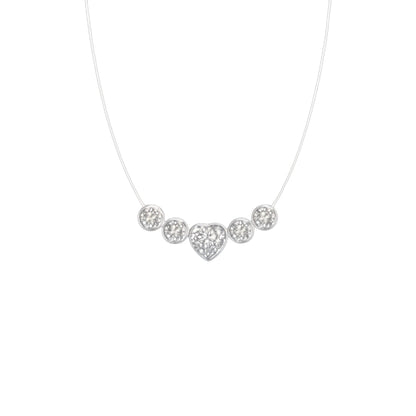 Heart Illusion Necklace in sterling silver with floating heart zirconia centre and adjustable chain