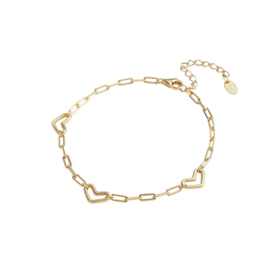 Heart Linked Bracelet Gold Bracelets