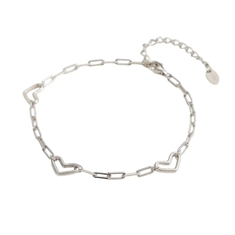 Heart Linked Bracelet Silver Bracelets