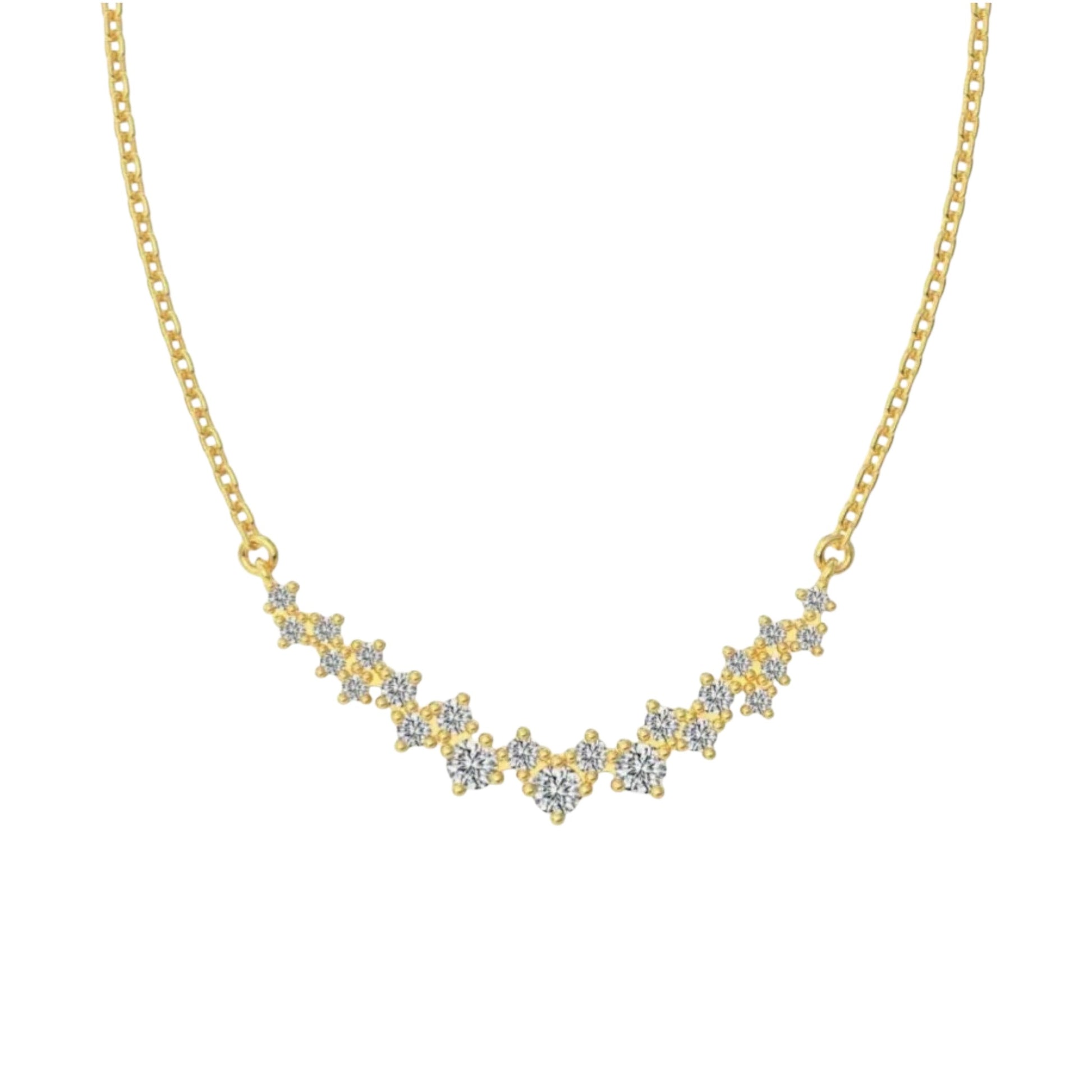 Heart Sparkle Necklace in 925 Sterling Silver with 18ct Gold plating, featuring a heart-shaped zirconia centre and sparkling stone detail