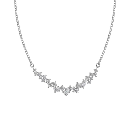 Heart Sparkle Necklace in 925 Sterling Silver with White Gold plating, featuring a heart-shaped zirconia centre and sparkling stone detail