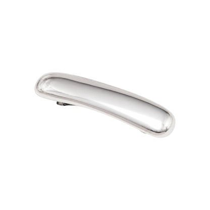 Large Silver Sleek Curve Hair Clip in Stainless Steel with a smooth polished design