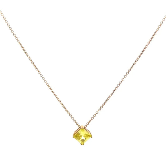 Lemon Quartz Solitaire Necklace Gold Necklaces