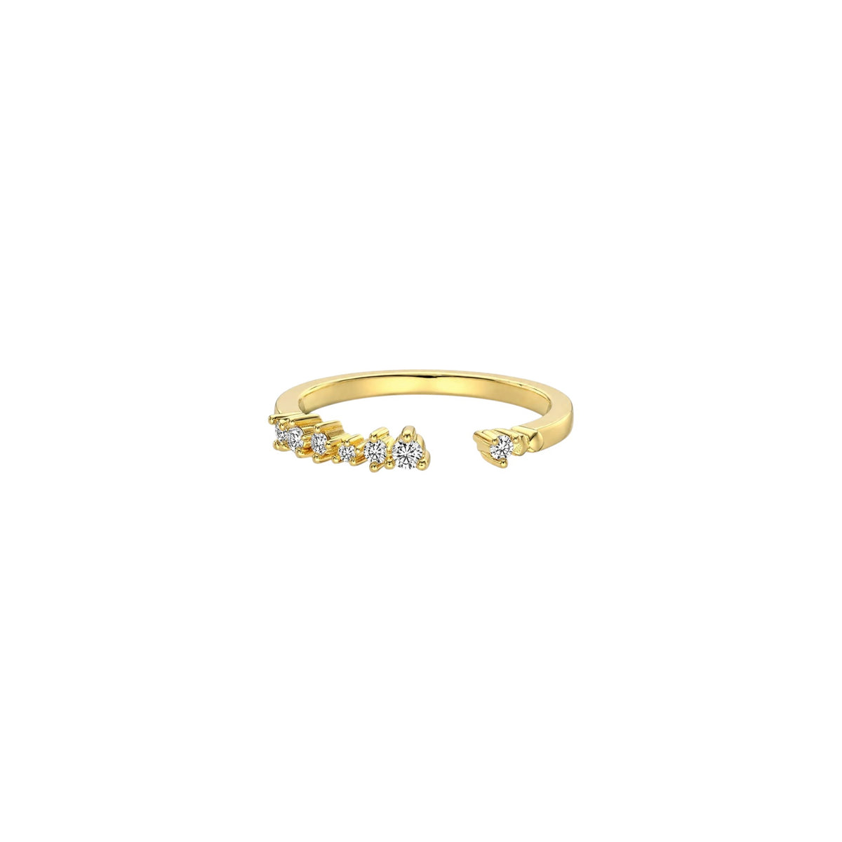 Scandal Kiss Gold Lustre Ring in 18ct Gold plated 925 Sterling Silver with graduated zirconia detailing