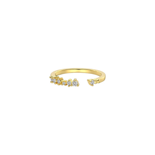 Scandal Kiss Gold Lustre Ring in 18ct Gold plated 925 Sterling Silver with graduated zirconia detailing