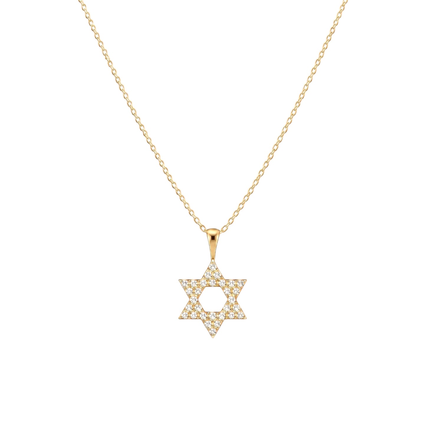 Scandal Kiss gold plated sterling Gold Magen David Necklace in 925 Sterling Silver with sparkling zirconia detailing