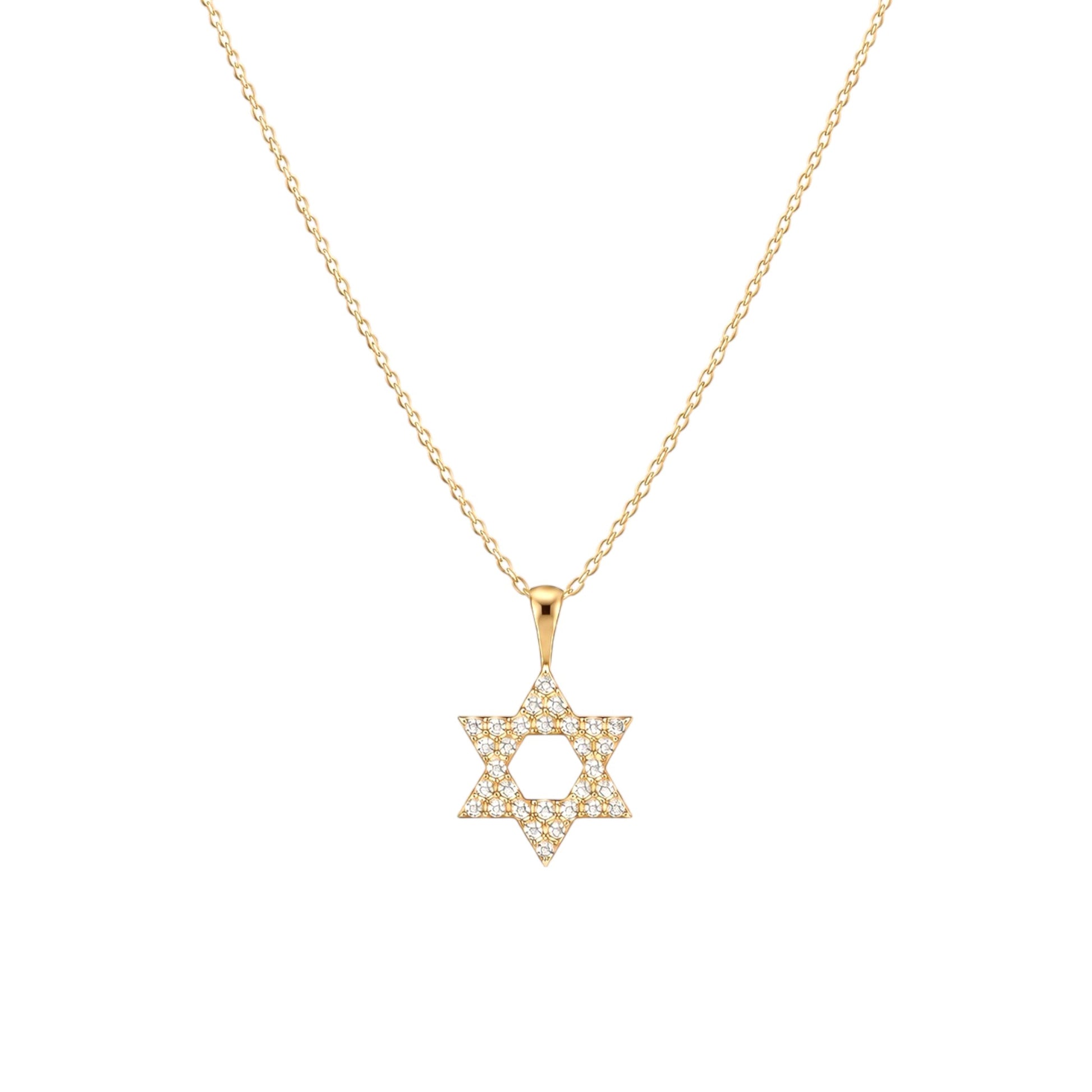 Scandal Kiss gold plated sterling Gold Magen David Necklace in 925 Sterling Silver with sparkling zirconia detailing