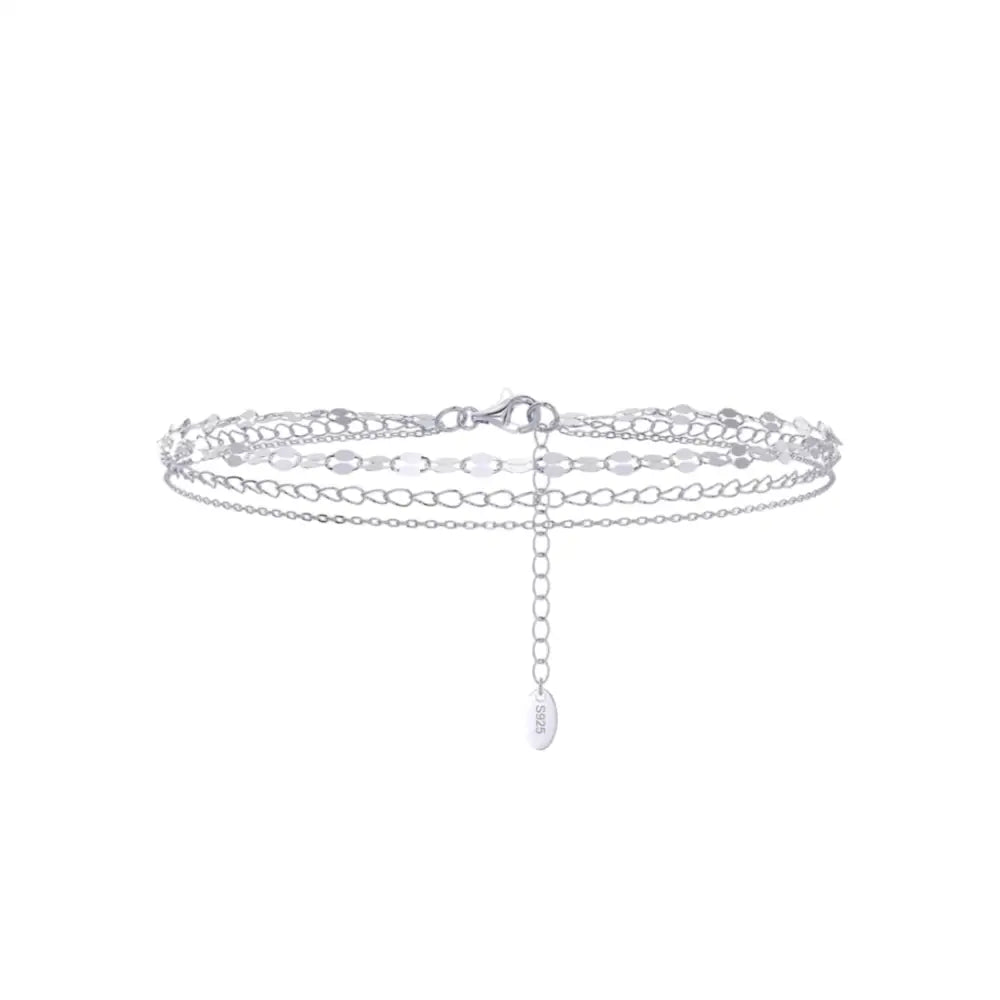 Multi Strand Layered Anklet Silver Anklets