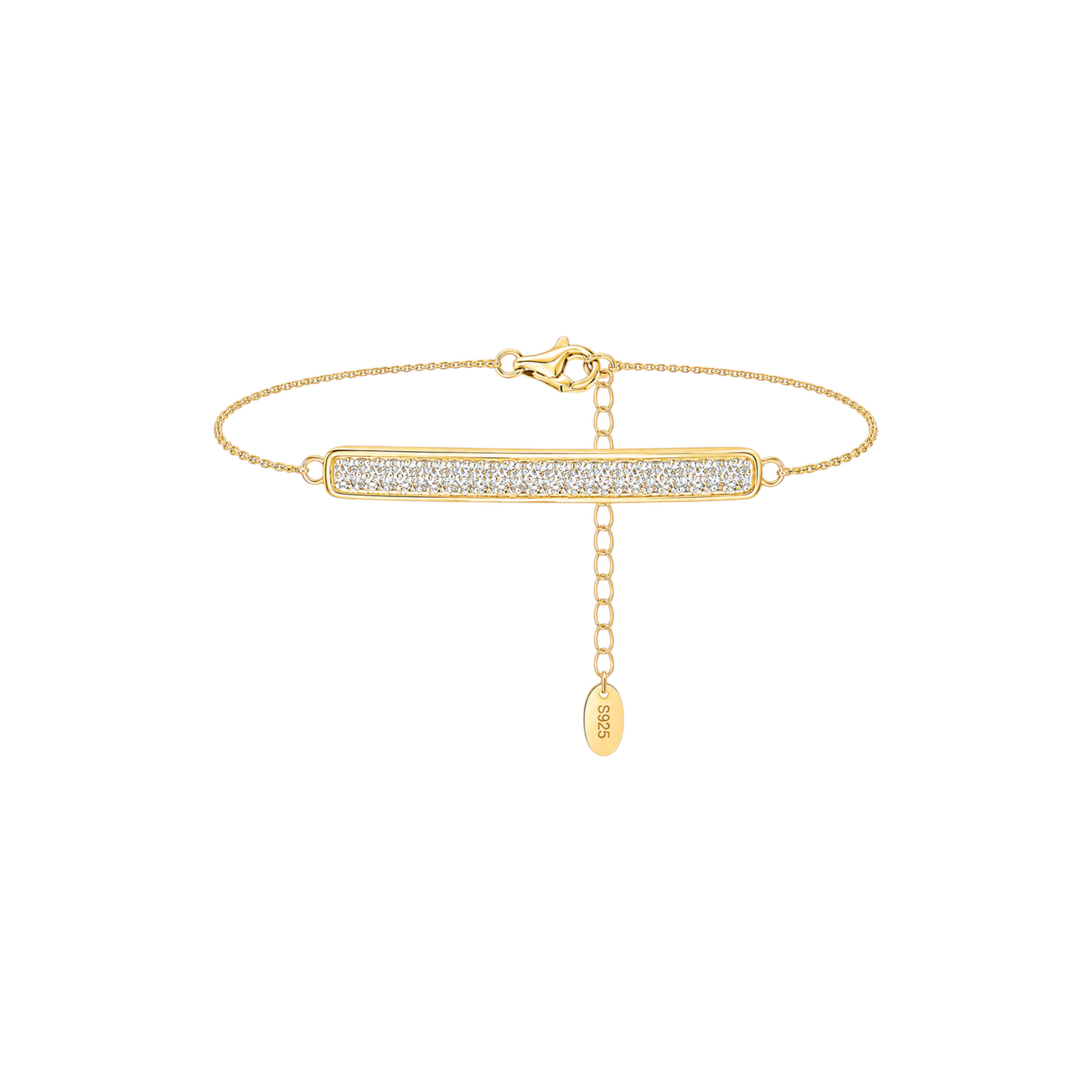 Pavé Bar Anklet in 925 Sterling Silver with 14ct Gold plating featuring brilliant pavé zirconia