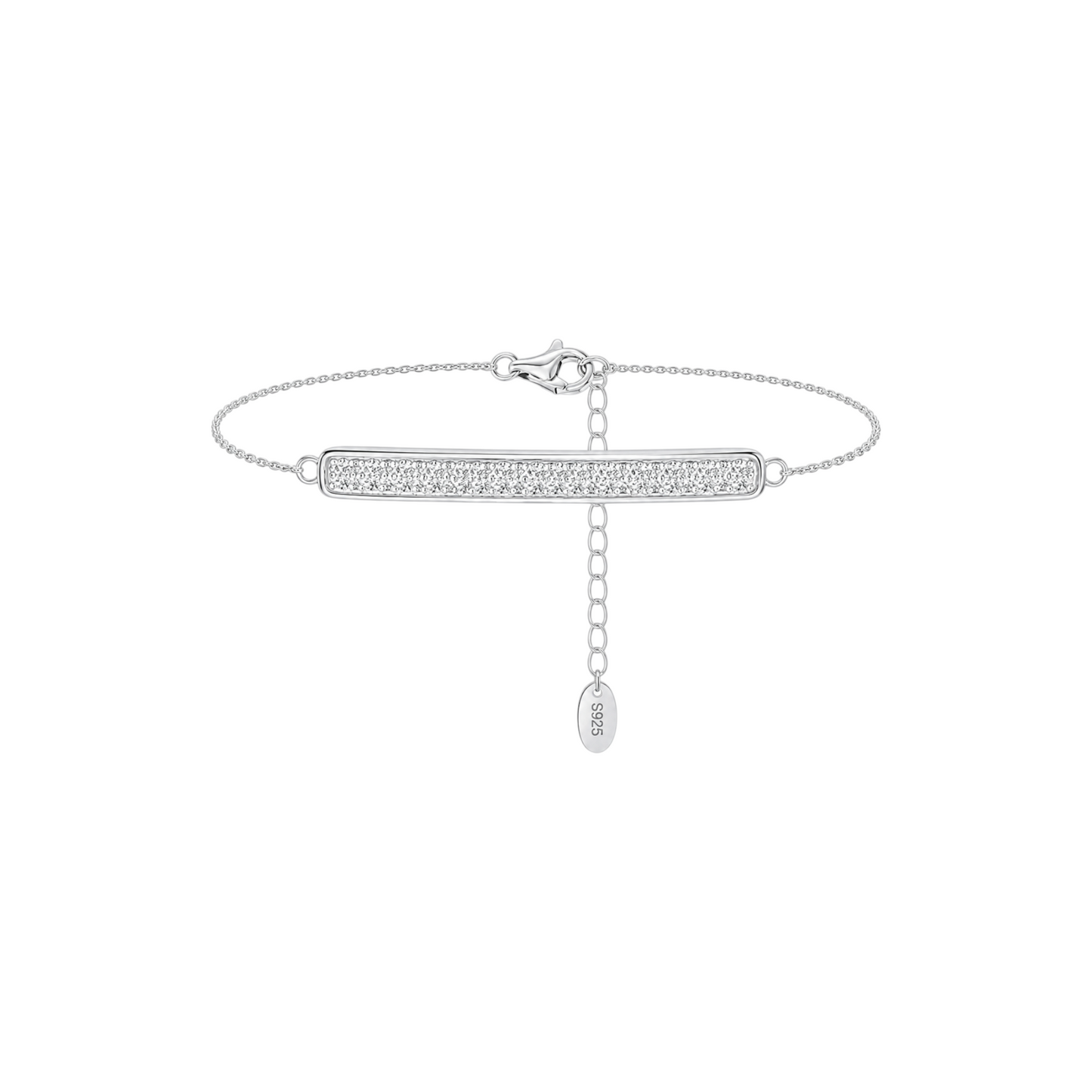 Pavé Bar Anklet in 925 Sterling Silver with White Gold plating featuring brilliant pavé zirconia