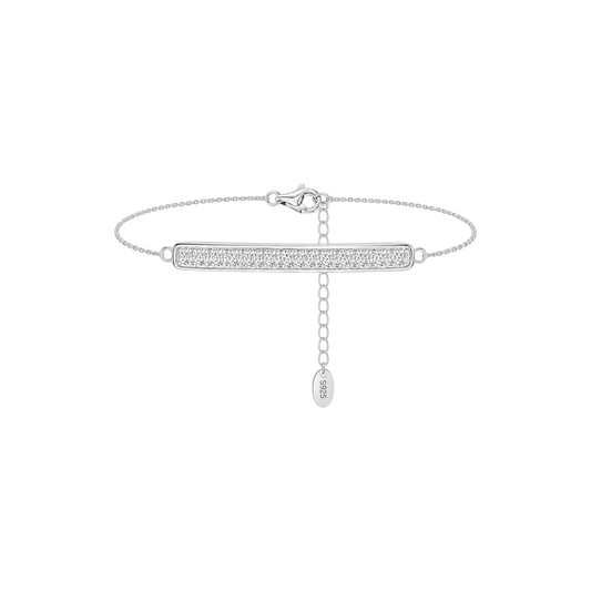 Pavé Bar Anklet in 925 Sterling Silver with White Gold plating featuring brilliant pavé zirconia