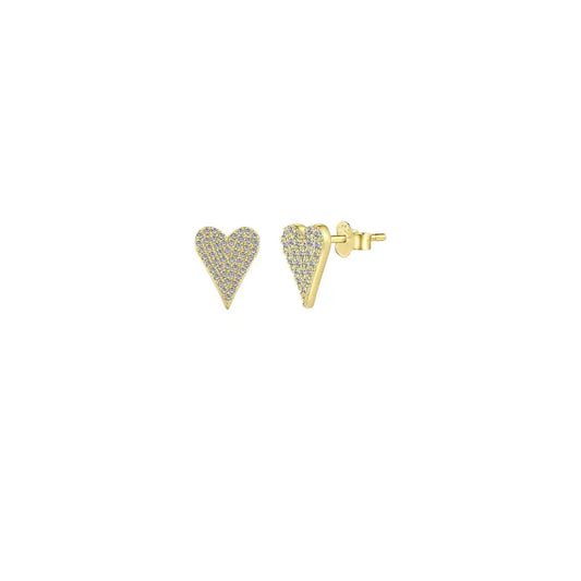 Pavé Heart Studs Gold