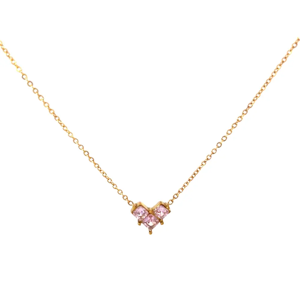 Pink Heartstone Necklace Pink Necklaces