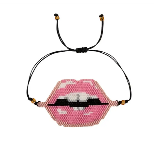Pink Lips Beaded Bracelet Bracelets