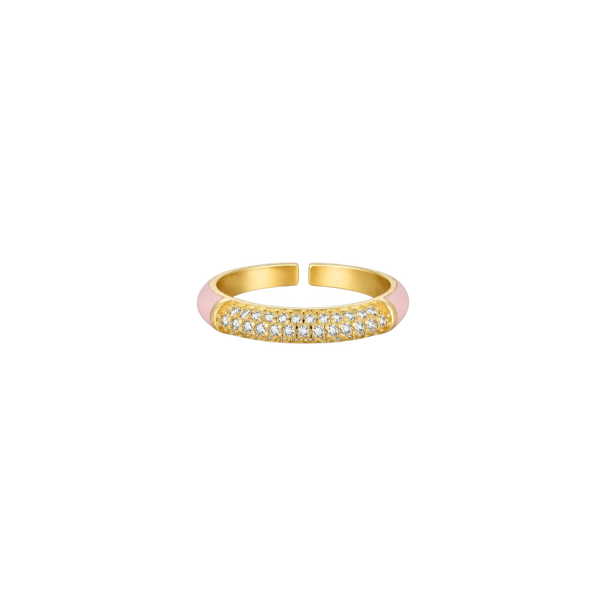 Scandal Kiss Pink Pavé Ring in 18ct Gold plated 925 Sterling Silver with pink detailing and sparkling zirconia