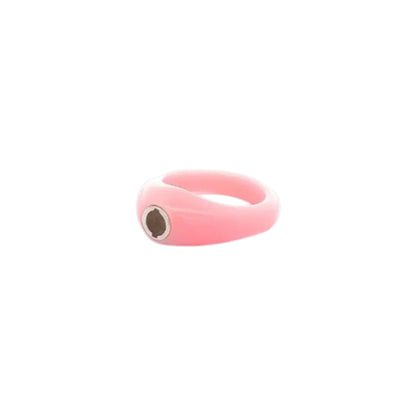 Pink resin ring base designed for interchangeable ScanJewels with a glossy finish