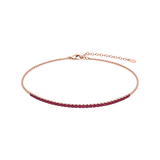 Pink Sparkle Anklet in 925 Sterling Silver with Rose Gold plating featuring a graceful row of pink zirconia