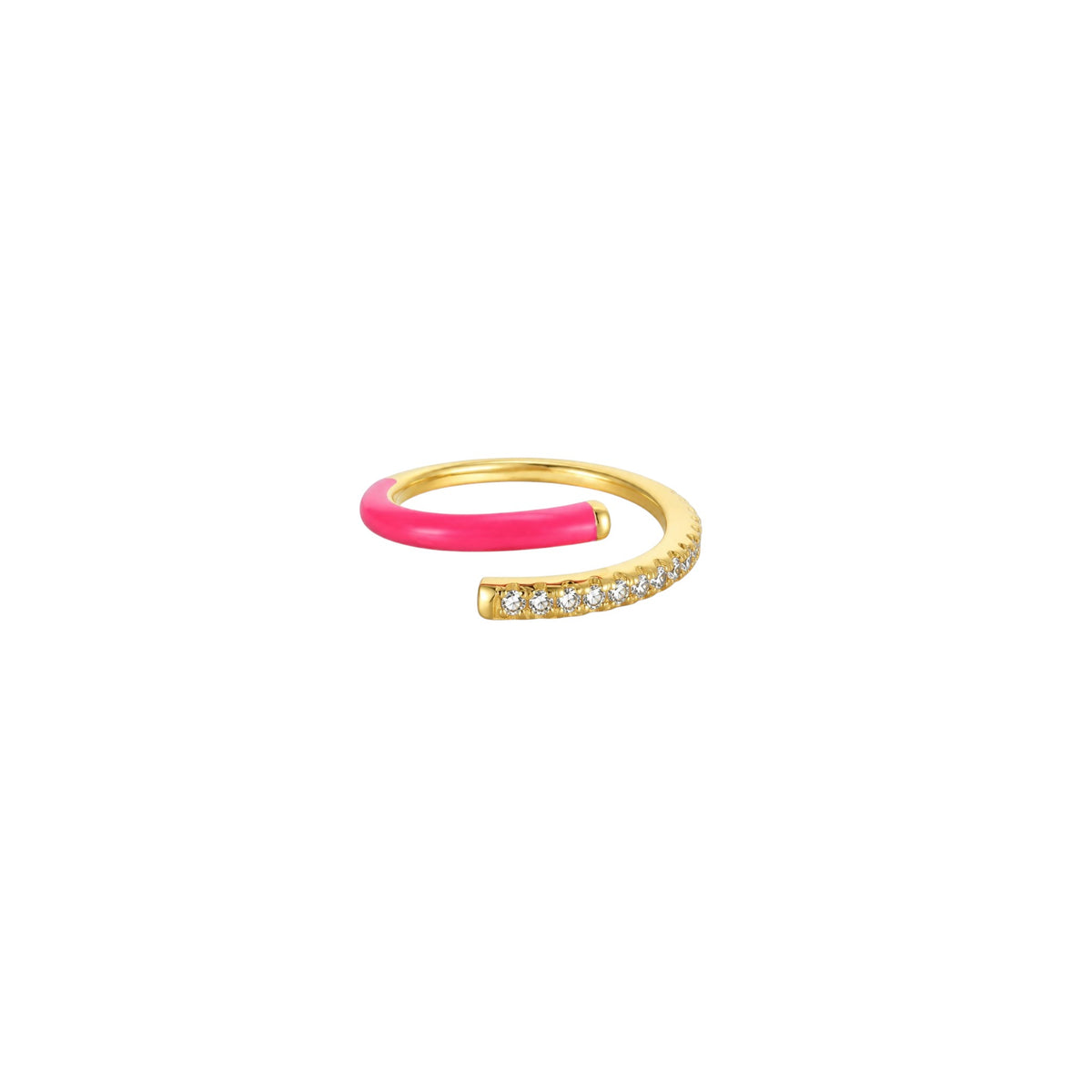 Scandal Kiss Pink Wrap Ring in 18ct Gold plated 925 Sterling Silver with pink detailing and sparkling zirconia