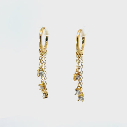 Gold Chain Drop Earrings with Sparkling Zirconias