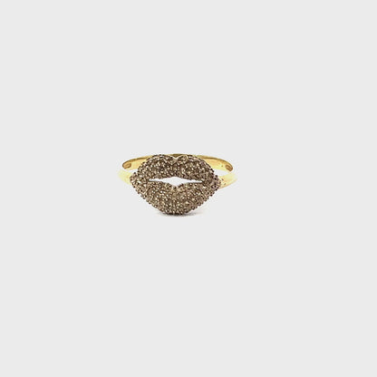 Textured Lip Ring - Gold Band