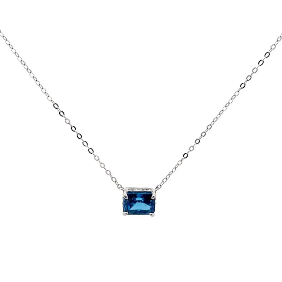 Rectangle Solitaire Pendant Necklace Blue Necklaces