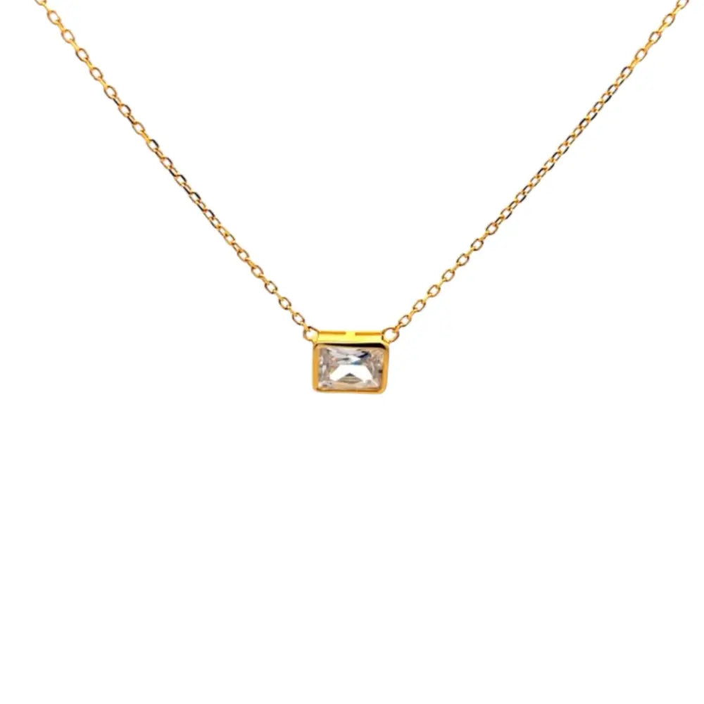 Rectangle Stone Necklace Clear Necklaces