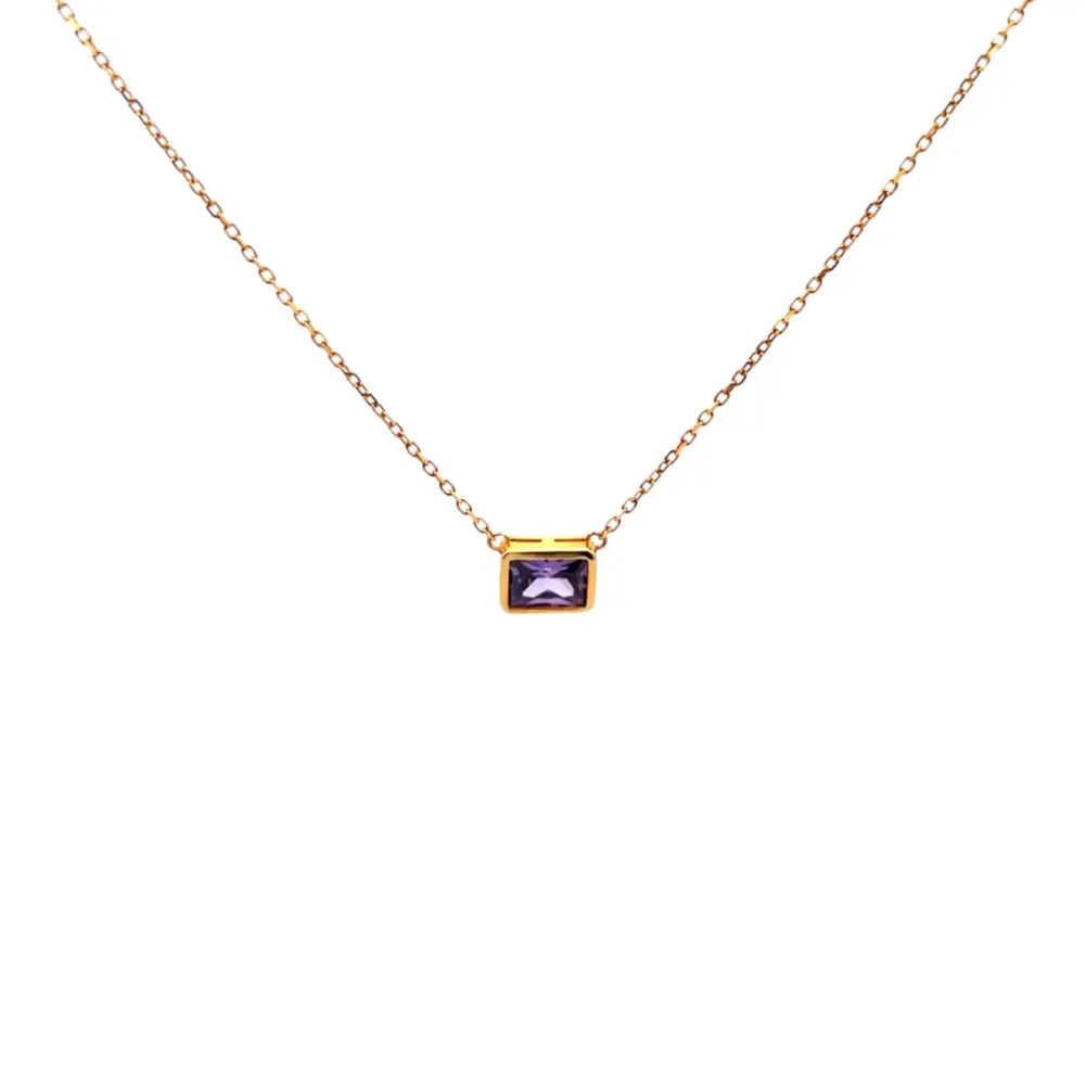 Rectangle Stone Necklace Purple Necklaces