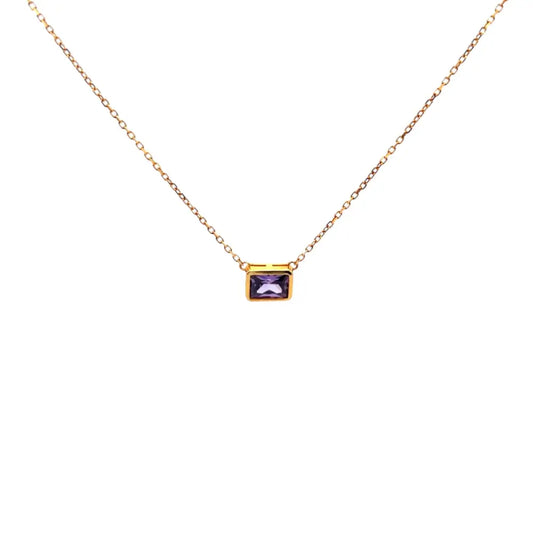 Rectangle Stone Necklace Purple Necklaces