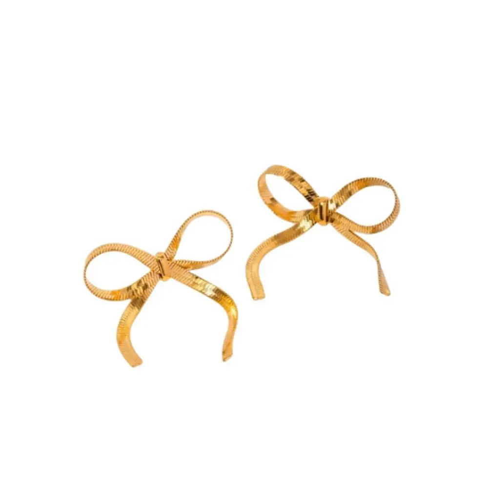 Ribbon Bow Earrings Gold Earrings