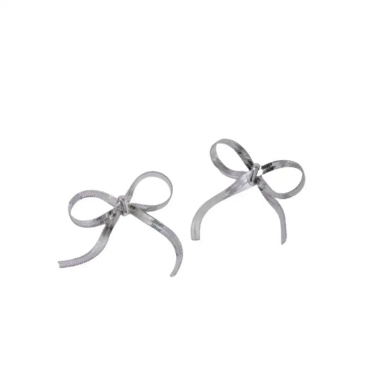 Ribbon Bow Earrings Silver Earrings