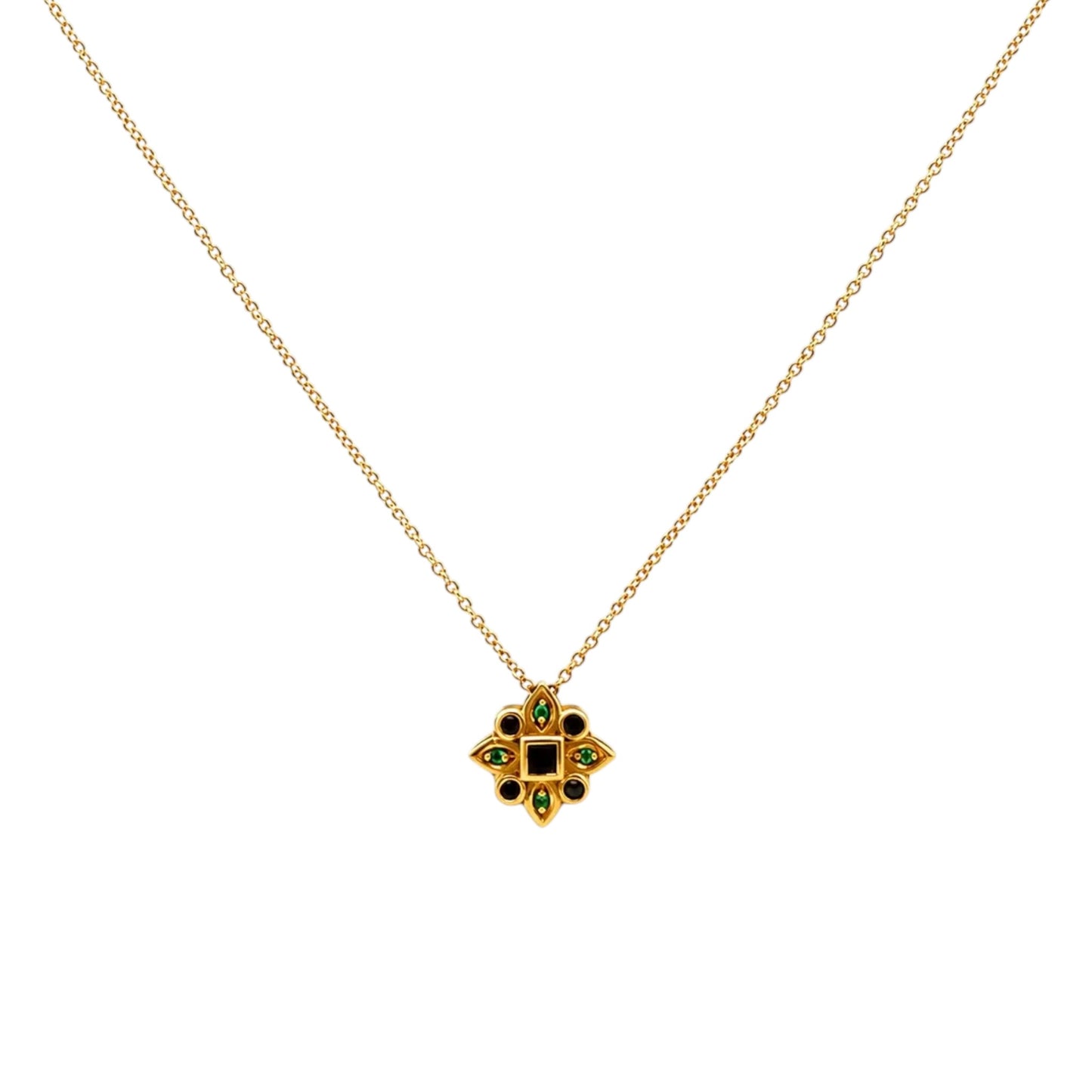 Scandal Kiss Sapphire Mosaic Necklace with princess-cut sapphire and blue and green zirconia