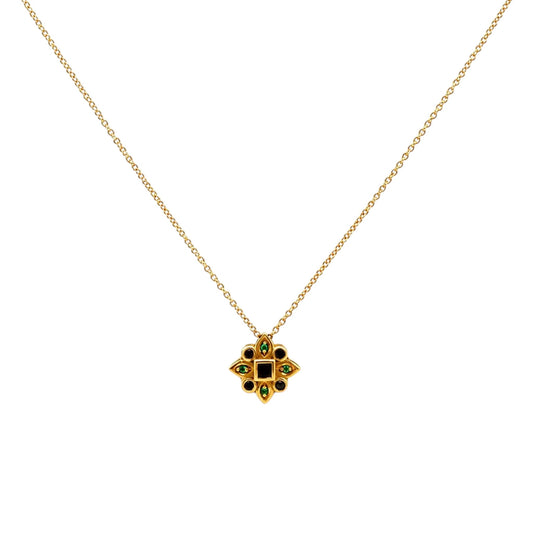 Scandal Kiss Sapphire Mosaic Necklace with princess-cut sapphire and blue and green zirconia