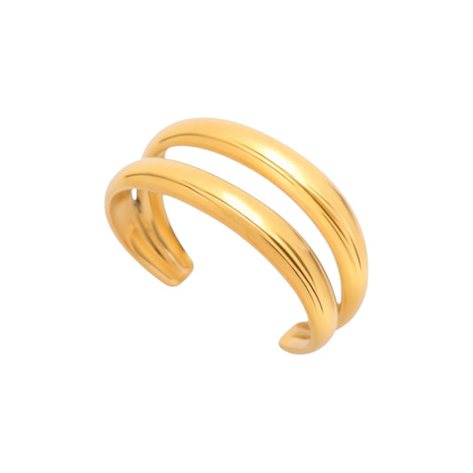 Gold double band bangle in 18ct gold plated stainless steel with polished finish