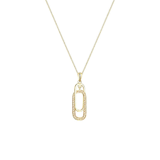 Scandal Kiss gold-plated sterling silver double link necklace with shimmering zirconia pavé on a delicate chain.