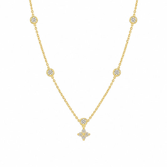 Scandal Kiss Lustre Drop Pendant Necklace in 18ct gold plated 925 sterling silver with sparkling stone accents.