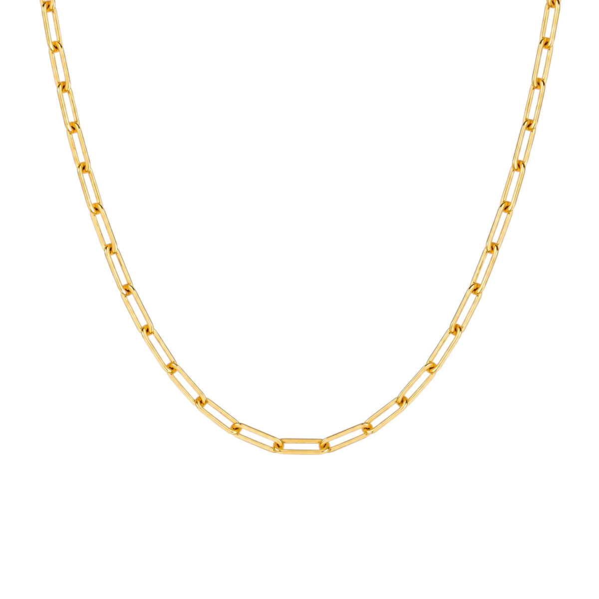 Scandal Kiss gold link chain necklace featuring elongated polished links in 14ct gold plated sterling silver.