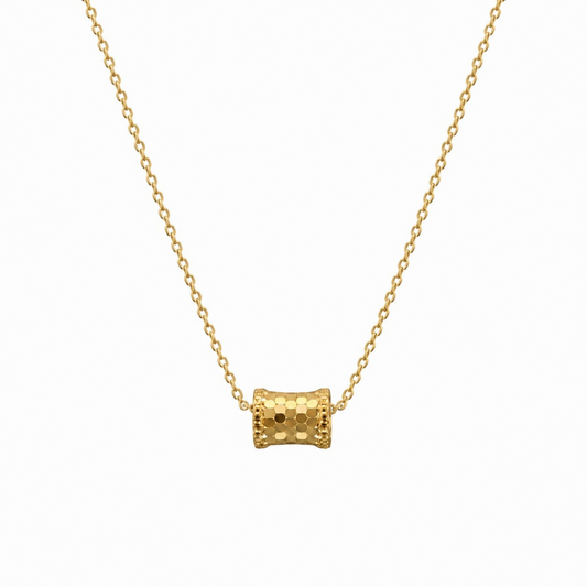 Gold Textured Necklace with a sculpted textured centre detail