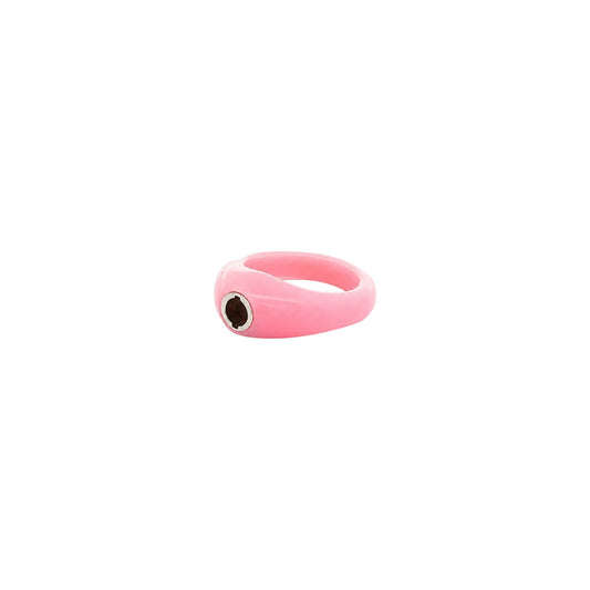 Scandal Kiss glossy pink resin ring base with a central slot for interchangeable ScanJewels