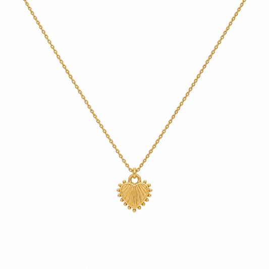 Scandal Kiss textured gold heart pendant necklace in 18ct gold plated sterling silver on a delicate chain