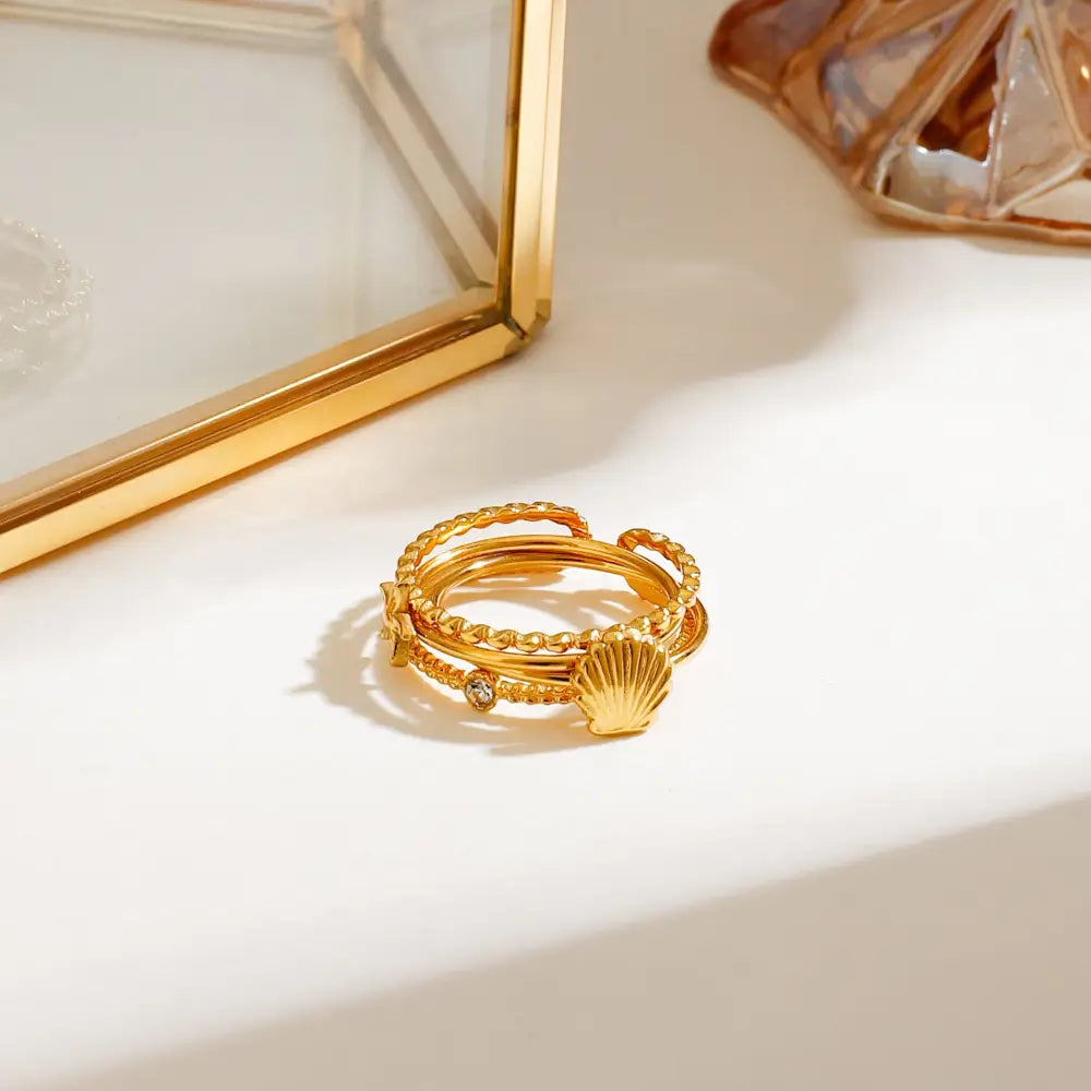 Shell Accent Trio Ring Rings